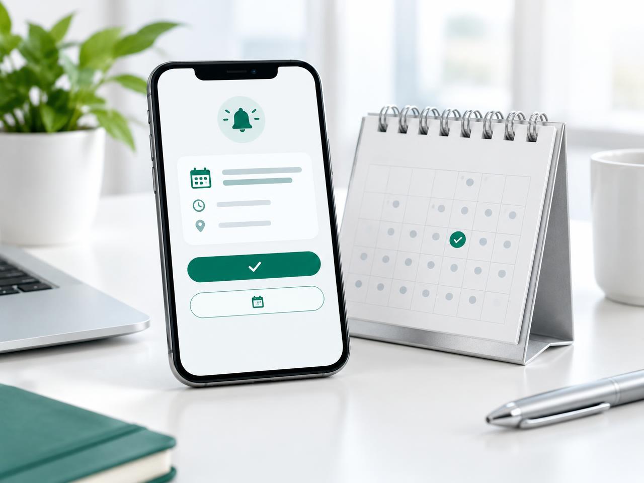 Appointment reminder concept with confirmation and rescheduling controls