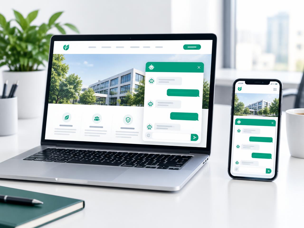 Website chatbot concept on desktop and mobile