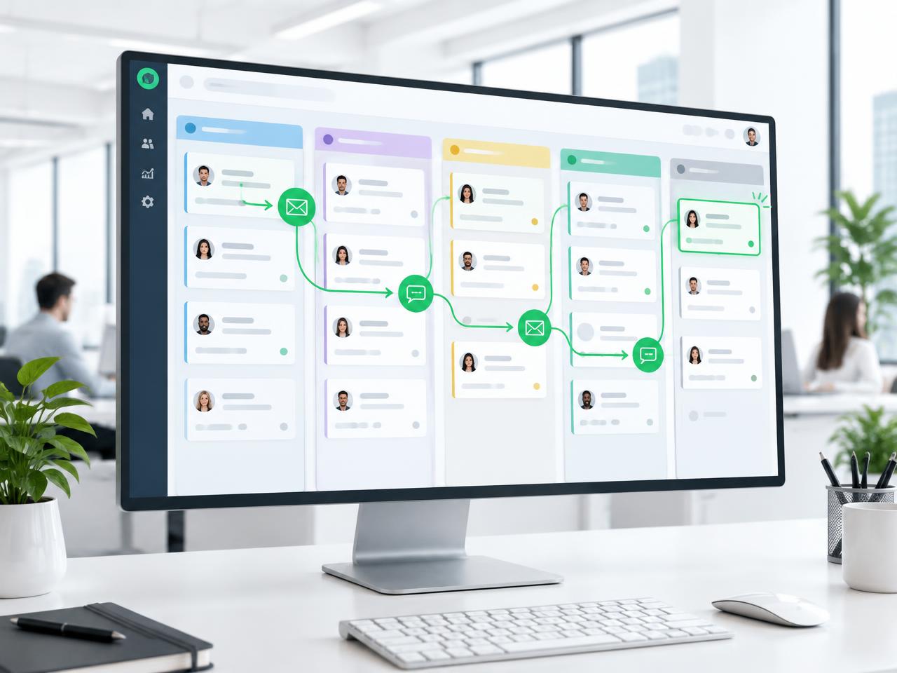 Customer pipeline concept with connected follow-up messaging