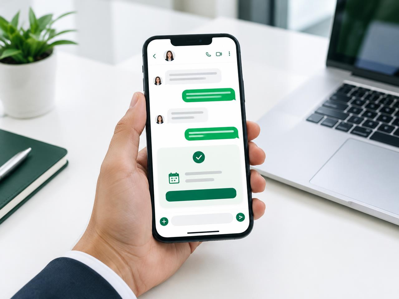 Direct-message booking concept with an appointment confirmation